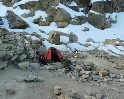 PXL018 Au camp Moraine du Tocllaraju, un peu sous 5100m au GPS