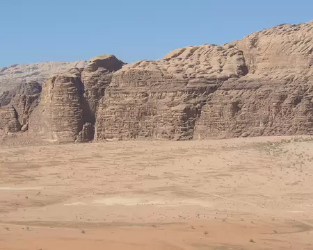 007 Dômes, falaises verticales et la steppe du Wadi-Rum parsemée de fleurs