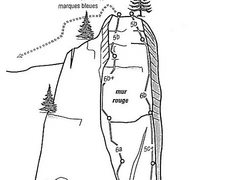 000 Schéma du “Pilier de Pissechèvre” extrait d’Escalades Jura-Vaud-Bas-Valais-Sanetsch de Cl. et Y. Remy