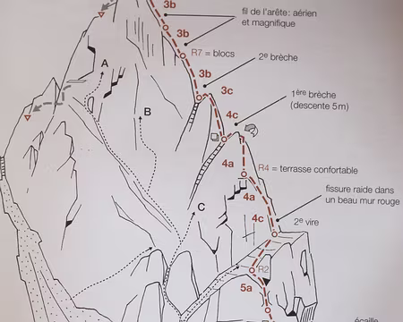 001 Arête S intégrale : D / 250 mètres / 5a-4c obligatoire / 9 longueurs