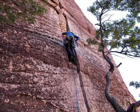 007 Fissure à équiper comme la quasi-totalité des voies à Zion, à l’exception des relais de rappel