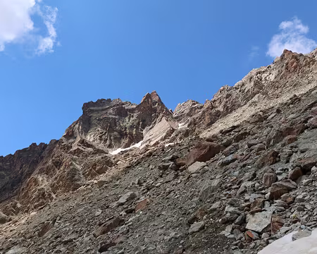 045 Déconseillé de descendre par le couloir Puiseux exposé aux chutes de pierres