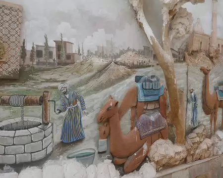 Fresque 3D sur le mur de l'hôtel.