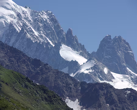 L'aiguille Verte et les Drus, depuis l'arrivée du télésiège L'aiguille Verte et les Drus, depuis l'arrivée du télésiège