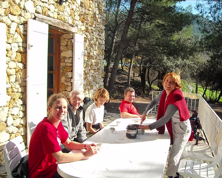 un dernier café avant de partir à l'attaque du rocher