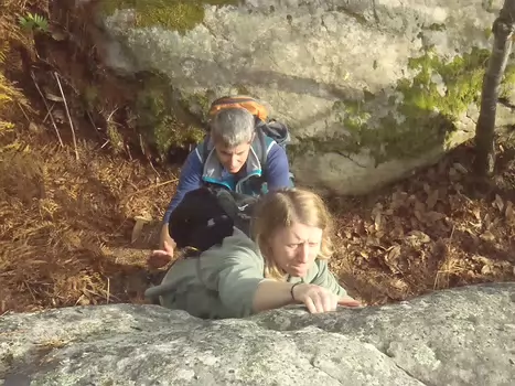 2014-11 Rocher de Milly Michel C, détail sortie