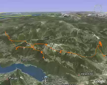 24 Le tracé du vol relevé par GPS et visualisé sur Google Earth.