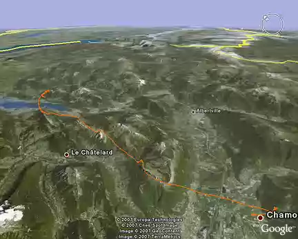 38 Le tracé du vol Planfait-Chamoux relevé au GPS et visualisé sur Google Earth.