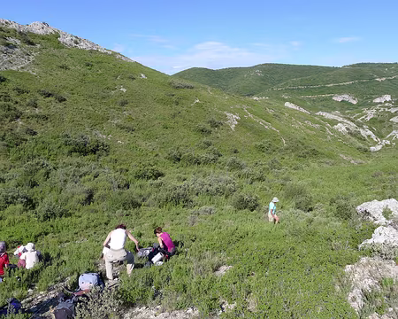 050 Jour 4. Pause dans les Balmes du Larron. Attention où on s'assoit : ça pique !