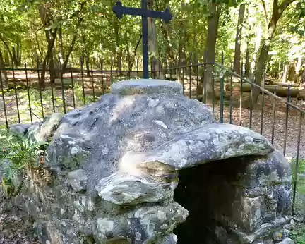 PXL025 Après l'église : la fontaine St Mathurin bien cachée au fond des bois