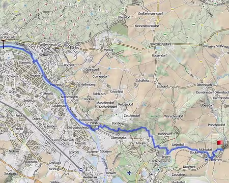 PXL019 parcours J01 de Dresde (120m) à Lohmen (220m) : 29km ; D+ 400m ; D- 300m