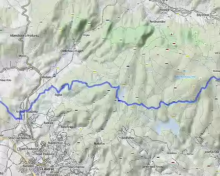 PXL150 parcours J07, de Chrastava (300m) à Smedava (850m) : 33km ; D+ 1090m ; D- 540m