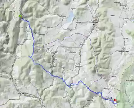PXL218 parcours J10 de Lysecinska bouda (970m) à Chlavec (540m) : 30 km ; D+ 670m ; D- 1100m