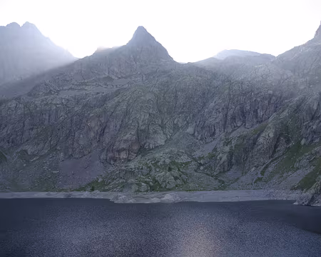 Le lac Vert vu du refuge de Valmasque, avant le coucher du soleil Le lac Vert vu du refuge de Valmasque, avant le coucher du soleil