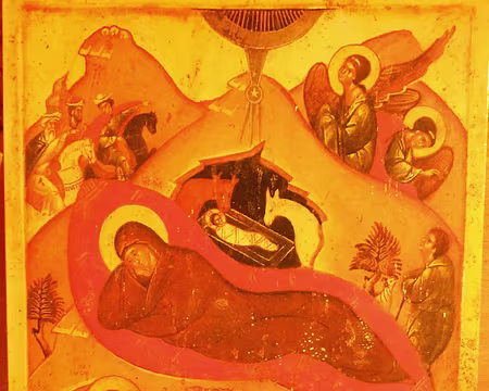 PXL021 Icône de la Nativité peinte par le Père Grégoire, peintre iconographe (1908-1969)