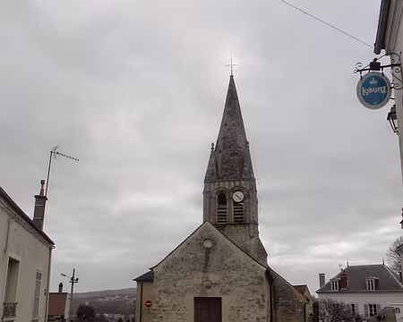 PXL000 Hardricourt, église St-Germain-de-Paris, XIIè s., clocher octogonal en pierre flanqué de 4 pyramidions