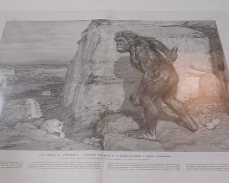 PXL021 Gravure de l'homme de la grotte de la Chapelle-aux-Saints (Corrèze), 1909