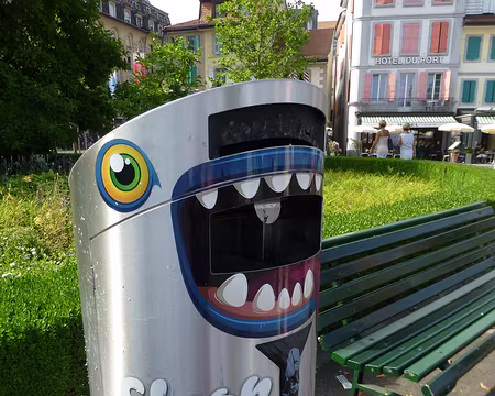 PXL070 A Lausanne on trouve des poubelles affamées