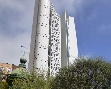 P1040144 Jeune olivier planté pour le Prince Jacques en 2016. Immeuble 