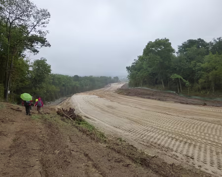 P1050343 Future voie routière tailladant la forêt