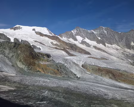 P1050681 Alphubel, Täschhorn, Dom, Lenzspitz et le glacier de Fee depuis Felskinn
