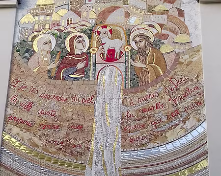 028 Mosaïque de sainte Geneviève (M. Rupnik, 2017) près de la cathédrale