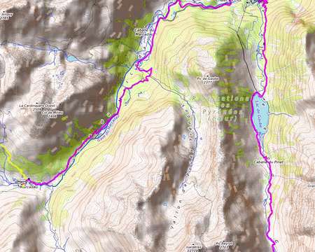 167_J7 7 août. De Wallon-Marcadau aux Oulettes de Gaube. 19,39 km, +716 m, -433 m. Nous aurions dû passer par le Col d’Arratille et le Col des Mulets, mais la météo...