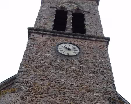 006 Le clocher-porche et le tympan à décor de céramique (le Christ et les quatre évangélistes)