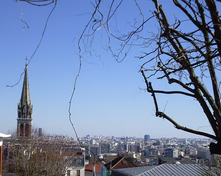 P1140745 Clocher de l'église Saint-Clodoald (1863), Saint-Cloud et vue sur Paris
