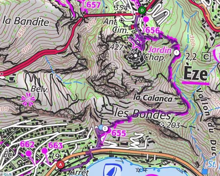 P1300020 Vendredi matin, Eze village, jardin et descente à la mer : 3km + 50 m / - 400 m