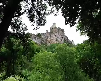 090 Les ruines du château de Penne (XIIème siècle) perché sur un piton rocheux à plus de 120 m au-dessus d’un méandre de l’Aveyron, en rive gauche