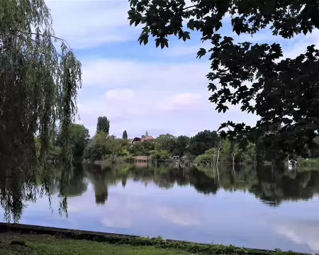 022 L’étang communal de Vert-le-Petit et l’église du village