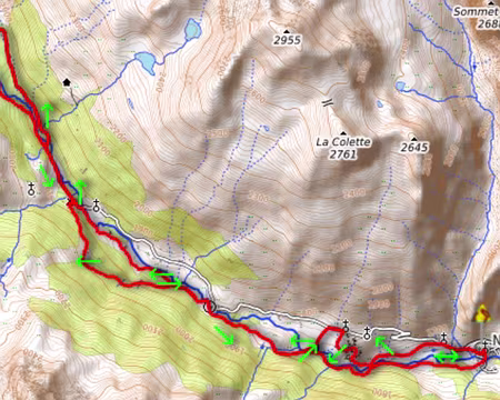 033 Lundi 24 octobre 22. Jour de pluie : boucle depuis Névache, le long de la Clarée, chemin des cascades. 18 km +-550 m.