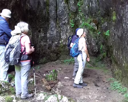 028 La paroi rocheuse présente de nombreuses gravures rupestres …