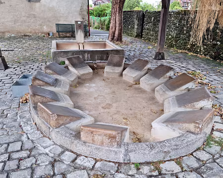 052 Créé en 1878, le lavoir de Concise à Thonon, possède un bassin ovale avec douze pierres individuelles