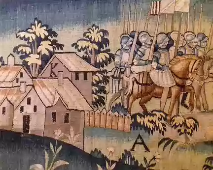 015 Détail de l’une des trois tapisseries des guerres de religion (1570) dans la galerie de Psyché