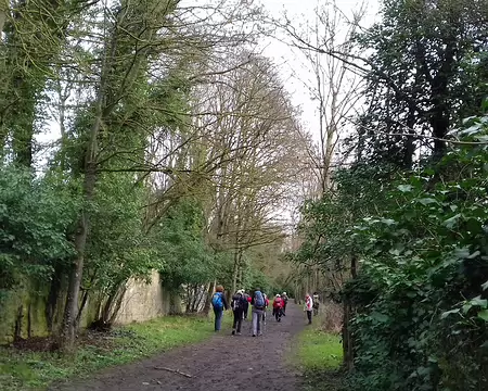 010 Chemin le long du mur d’enceinte du château des Gondi à Villepreux. Les Gondi ont été seigneurs de Villepreux de 1573 (Albert de Gondi, premier duc de Retz) à...