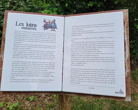 038 Le sentier « Les lutins enrhumés » est l'un des sept sentiers des « sept contes en Balade ». Le balisage se fait en repérant les bonnets de lutins dans les...