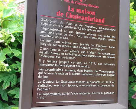 006 François-René de Chateaubriand a vécu dans le domaine de la Vallée aux Loups de 1807 à 1817 avec son épouse Céleste