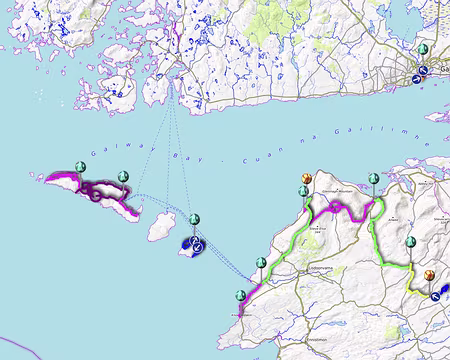 BW_100 Bienvenue en Irlande ! Trajets effectués. Galway est en haut à droite.