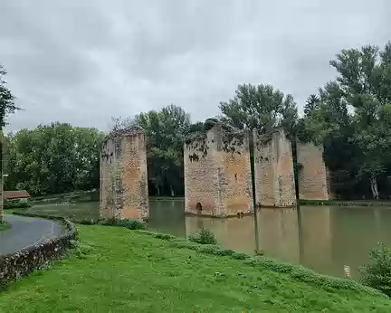 006 Piles de l'ancien pont levis de l'étang de Lussac-les-Châteaux. Village qui a vu naître Mme de Montespan le 5 octobre 1640.