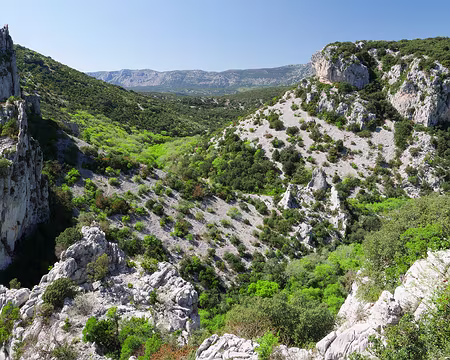 P1180583 Couleurs tendres et printanières en aval des gorges du Lamalou en direction de l'Hérault et de la Montagne de la Séranne.