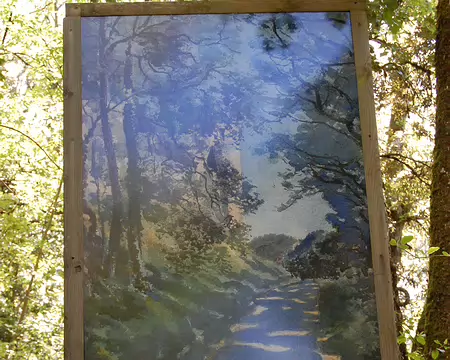 DSC_0147 Marqueyssac: Balade dans les 22 hectares des jardins : aquarelle de O'Galop, dessinateur du bonhomme Michelin, membre de la famille du propriétaire actuel.