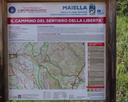 20250601160155 Arrivée au village de Campo di Giove (camp de Jupiter), où il y a un Sentier de la Liberté.