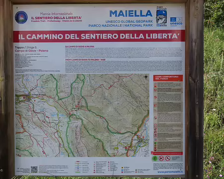 20250601160155 Arrivée au village de Campo di Giove (camp de Jupiter), où il y a un Sentier de la Liberté.
