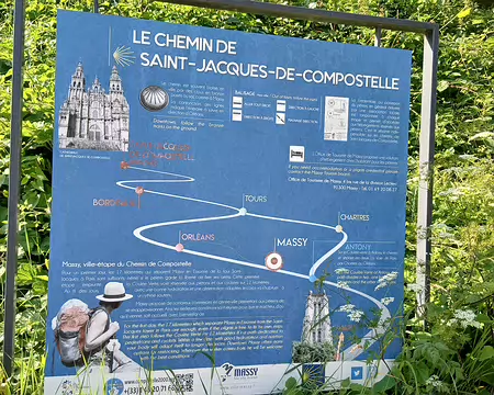 001 Massy (Essonne) est une ville-étape sur le chemin de Compostelle, à 17 km de Paris