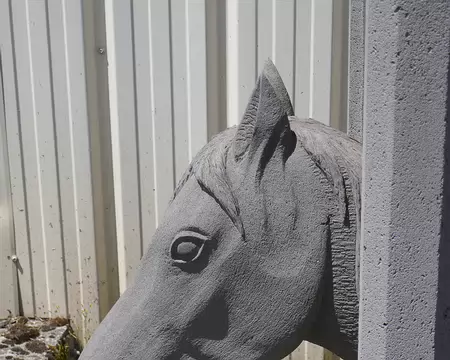 Après le cheval de bois, le Cheval d'Orgueil, voici le cheval de pierre.