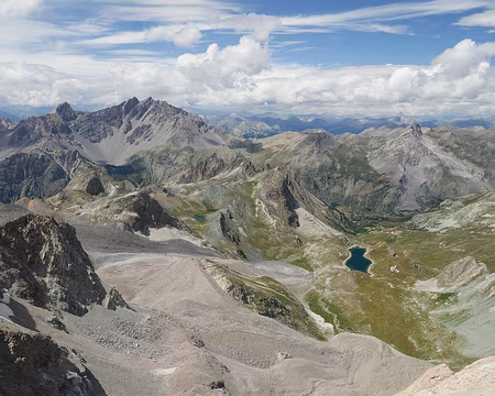 P1190136 Panorama nord depuis le Brec de l'Homme : Pointe Jean Rostand, Pic de Panestrel, Pics de la Font Sancte, Pic de Rochebrune, Rocher de l'Eissassa et le Péouvou.