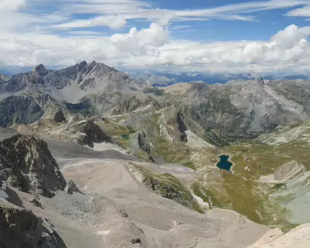 P1190136 Panorama nord depuis le Brec de l'Homme : Pointe Jean Rostand, Pic de Panestrel, Pics de la Font Sancte, Pic de Rochebrune, Rocher de l'Eissassa et le Péouvou.