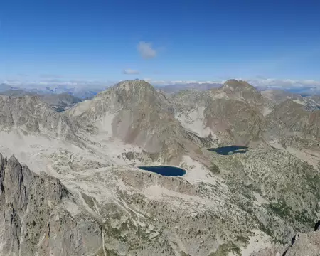 P1190529 Panorama depuis la Tête des Tablasses : Tête du Claus, Lago delle Portette, Lago del Claus, Mont Malinvern.